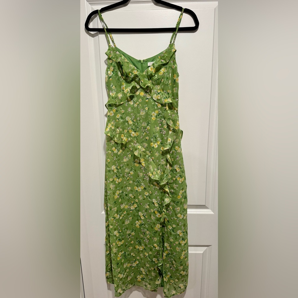 Lush Green Floral Midi Dress - Picture 1 of 4